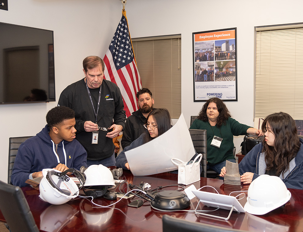 Students participating in Constellation's annual Youth Energy Summit shadow members of the company's nuclear team.