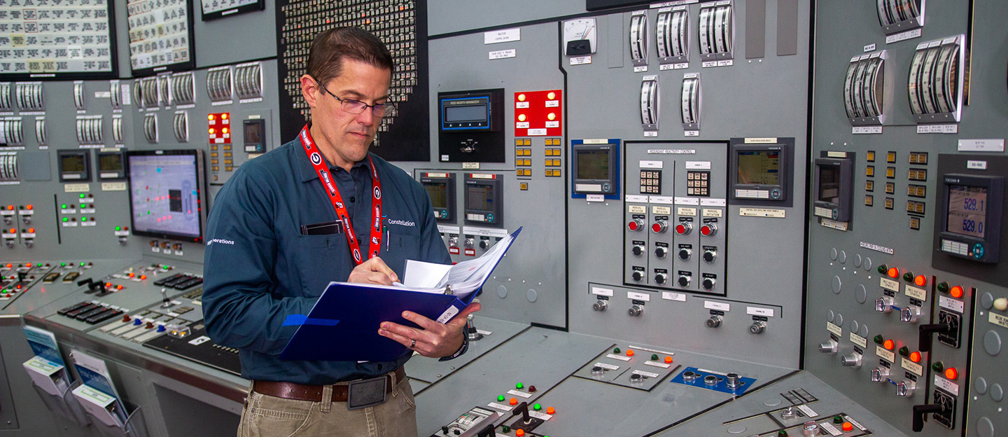 Man in control room